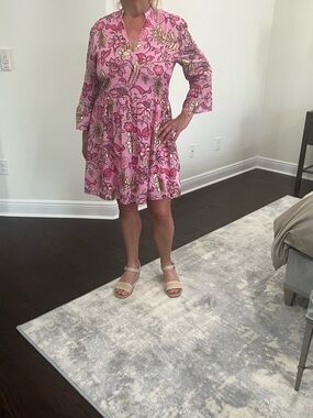 Jude Connally Pink Floral Trim Dress